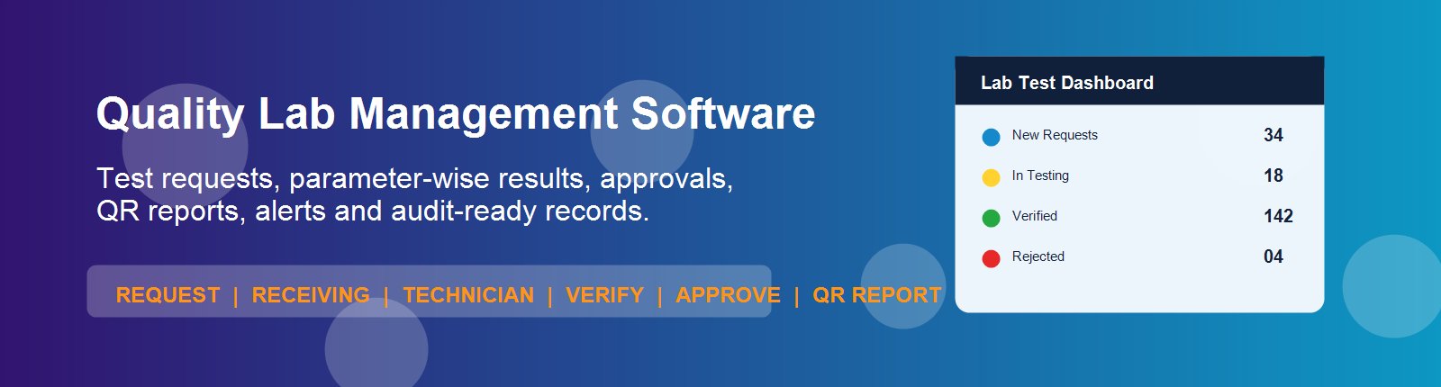 Quality lab management software for test requests observations approvals QR reports and audit ready records